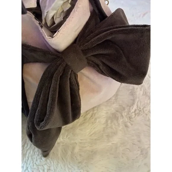 Juicy Couture DREAMY JUICY TOTE Pink Dusty Blush Chocolate W/Coin Purse Velour